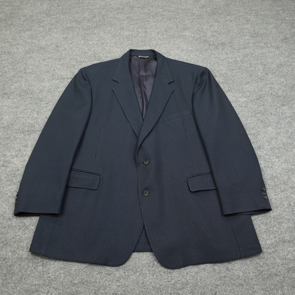 Hardwick Clothes Blazer Mens 50 Blue Striped Single-Breasted Notch Lapel USA